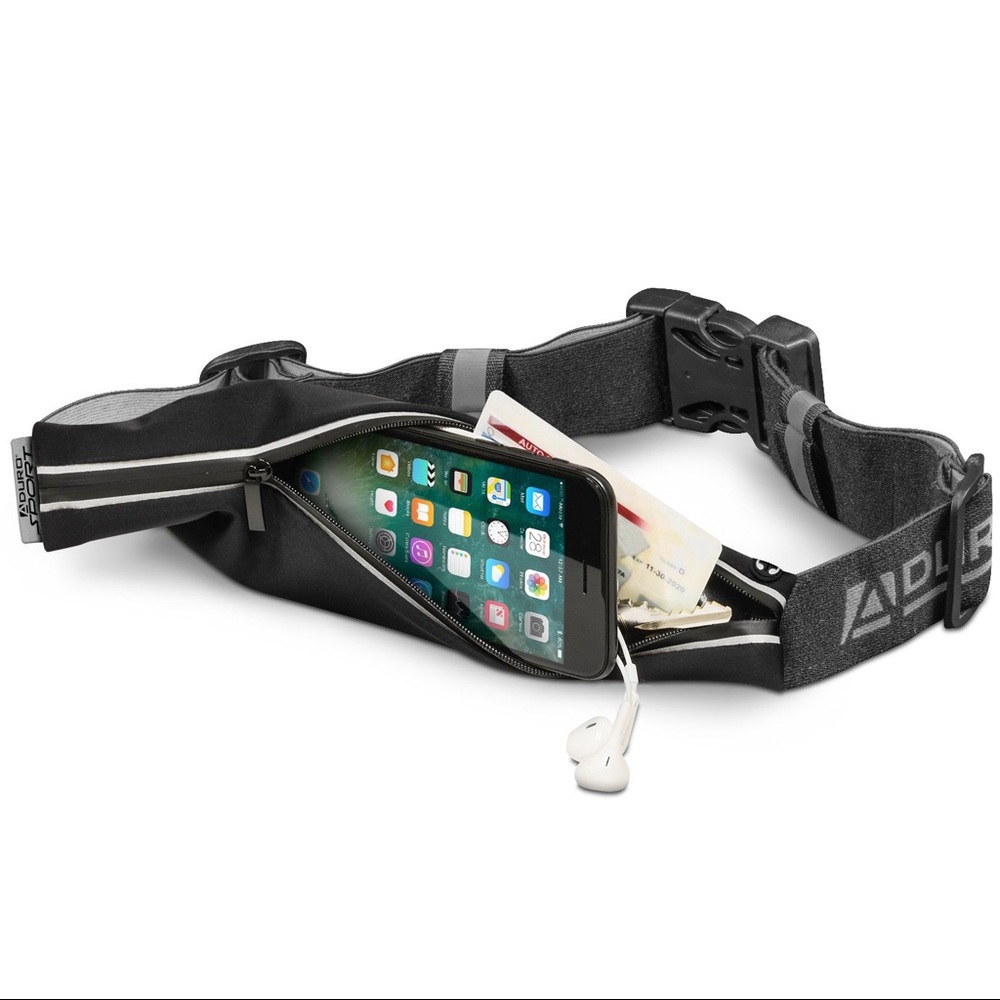 ADURO SPORT Black Running Belt Storage Pouch Waist Pack for Men & Women